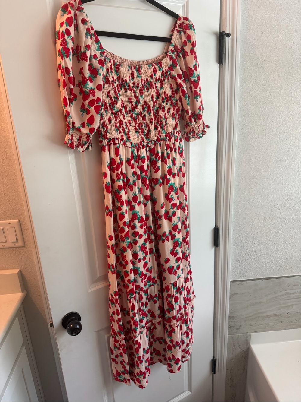 Betsey Johnson Maxi Dress with Red Strawberry Print - Picture 5 of 7